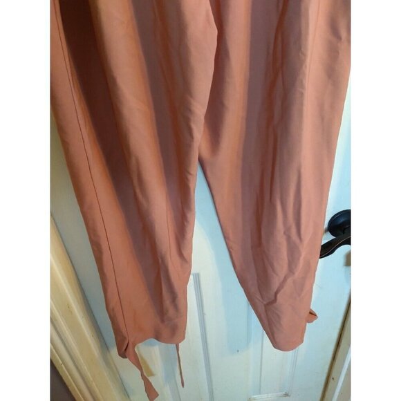 Grace Karen Pants Blush/ Pink Paperbag Waist Cropped Tie Ankles Belt Sz XL - Picture 6 of 10
